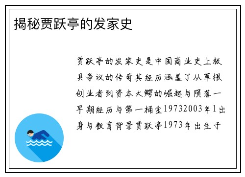 揭秘贾跃亭的发家史